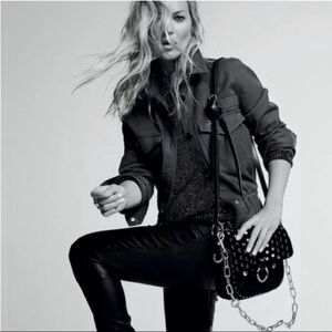 ZADIG & VOLTAIRE Kate Moss Studded Suede Crossbody/Shoulder Bag In Black.
